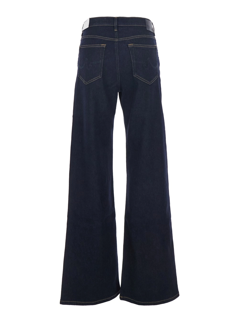 Ag jeans Jeans con Gamba Ampia e Patch Logo sul Retro in Denim Blu Donna, view 2