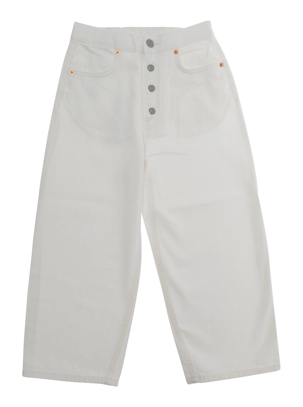 Mm6 maison margiela kids Pantalone con Vita Elasticizzata sul Retro e Patch Logo sul Retro in Cotone Bianco Bambino