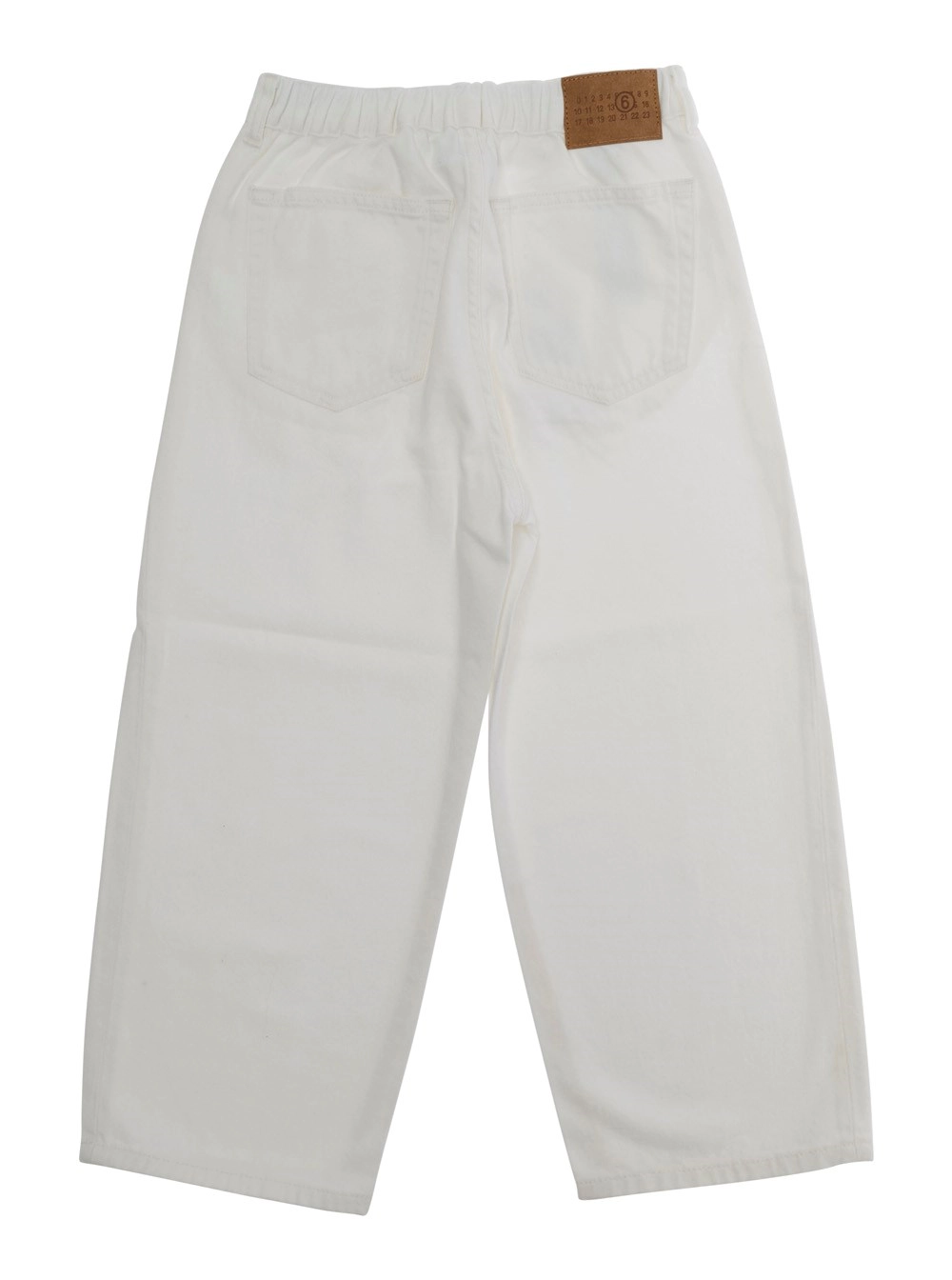 Mm6 maison margiela kids Pantalone con Vita Elasticizzata sul Retro e Patch Logo sul Retro in Cotone Bianco Bambino, view 2