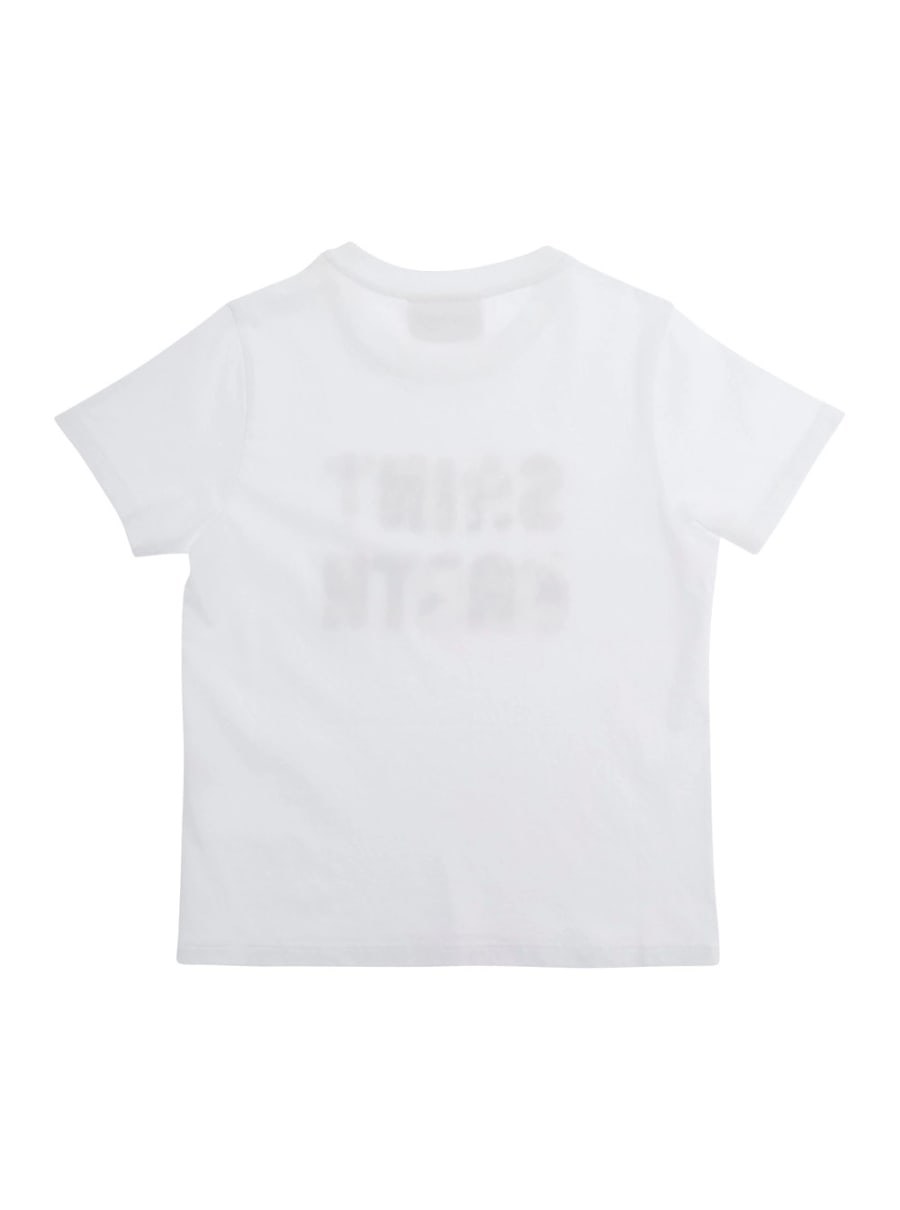Mc2 saint barth kids T-Shirt 'Elly' con Logo con Motivo Animalier sul Fronte in Cotone Bianca bambina, view 2