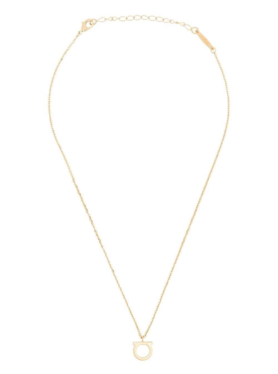 Ferragamo Collana con Charm Gancino in Ottone Color Oro Donna