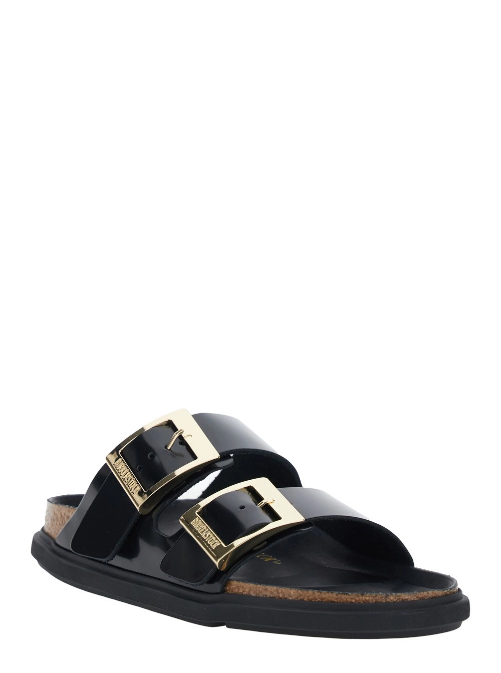 Birkenstock Sandali 'Arizona' con Punta Arrotondata e Chiusura con Fibbie in Pelle Neri Donna, view 2