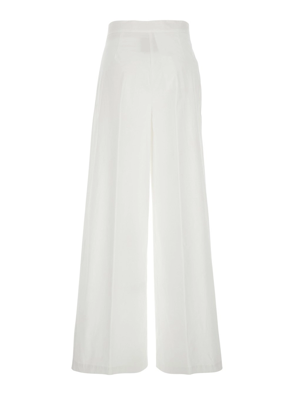 Semicouture Pantalone 'Buddy' con Chiusura con Bottone e Zip sul Fronte in Cotone Stretch Bianco Donna, view 2