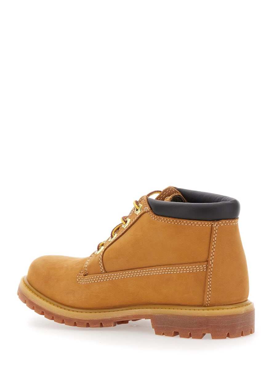 Timberland Stivali 'Nellie Mid Chukka' alla Caviglia con Logo Impresso sul Lato e Imbottitura sul Retro in Pelle Beige Donna, view 3