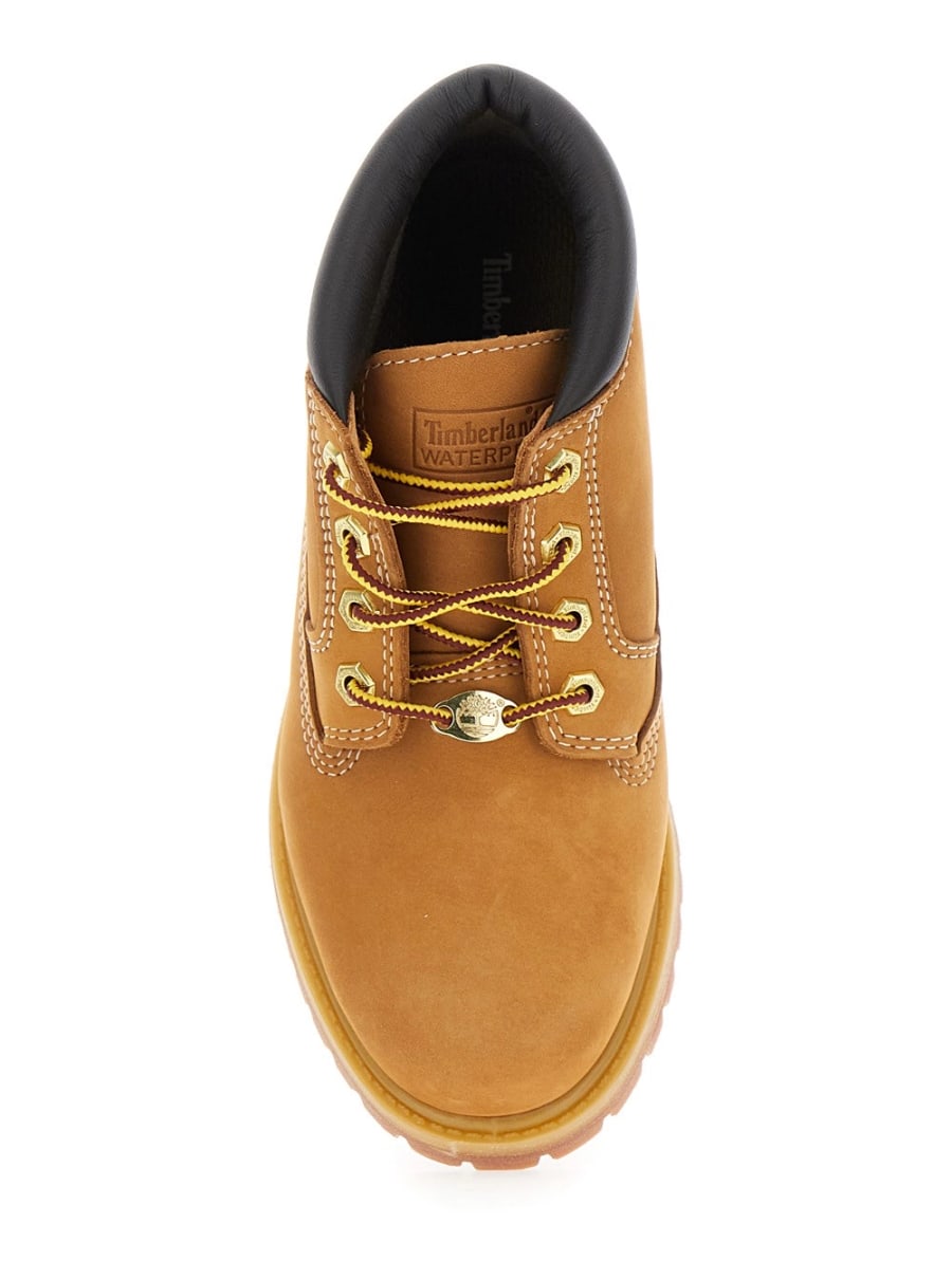 Timberland Stivali 'Nellie Mid Chukka' alla Caviglia con Logo Impresso sul Lato e Imbottitura sul Retro in Pelle Beige Donna, view 4