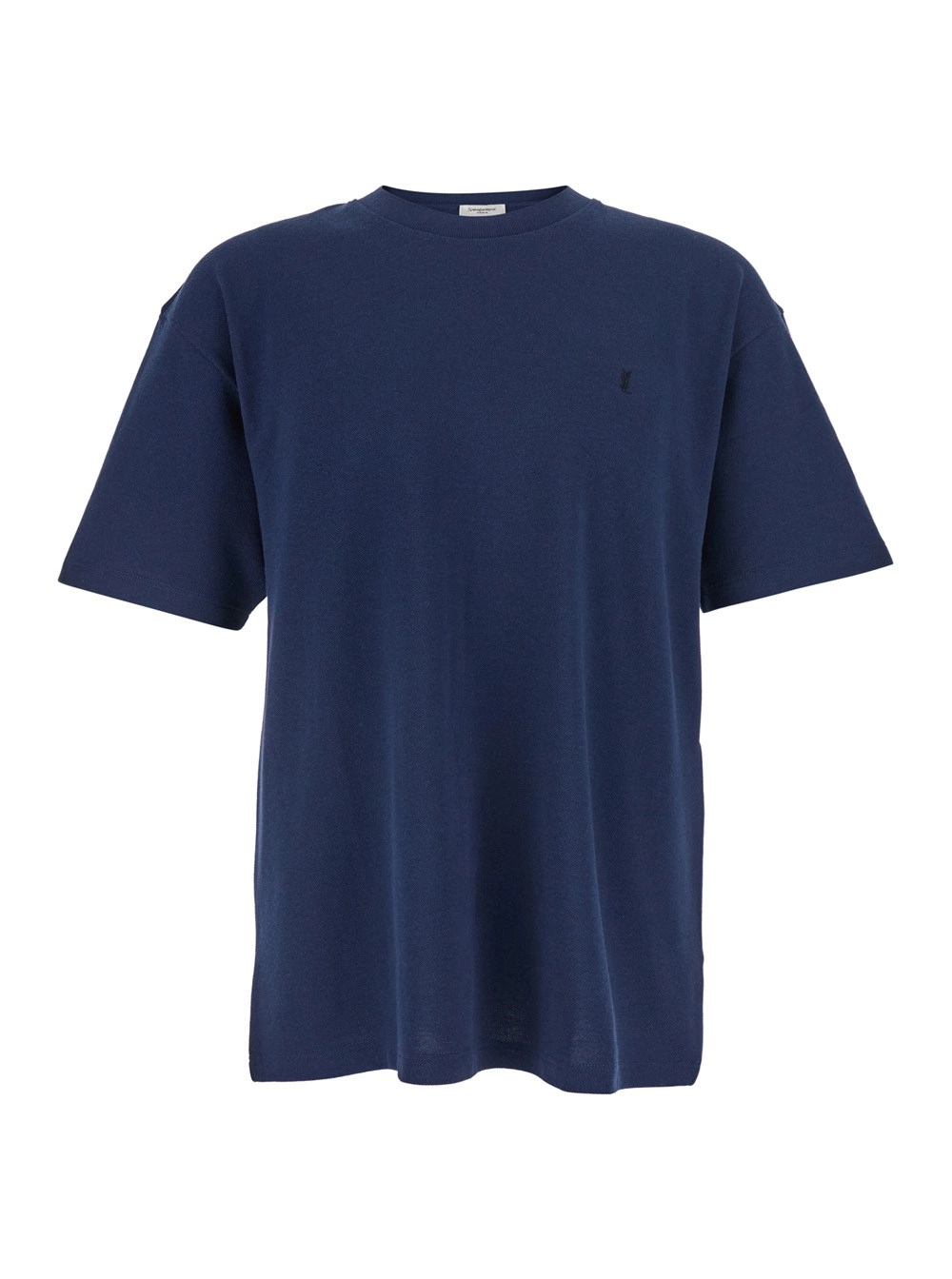 Saint Laurent T-Shirt con Scollo Rotondo e Maniche Corte in Cotone  Blu Uomo