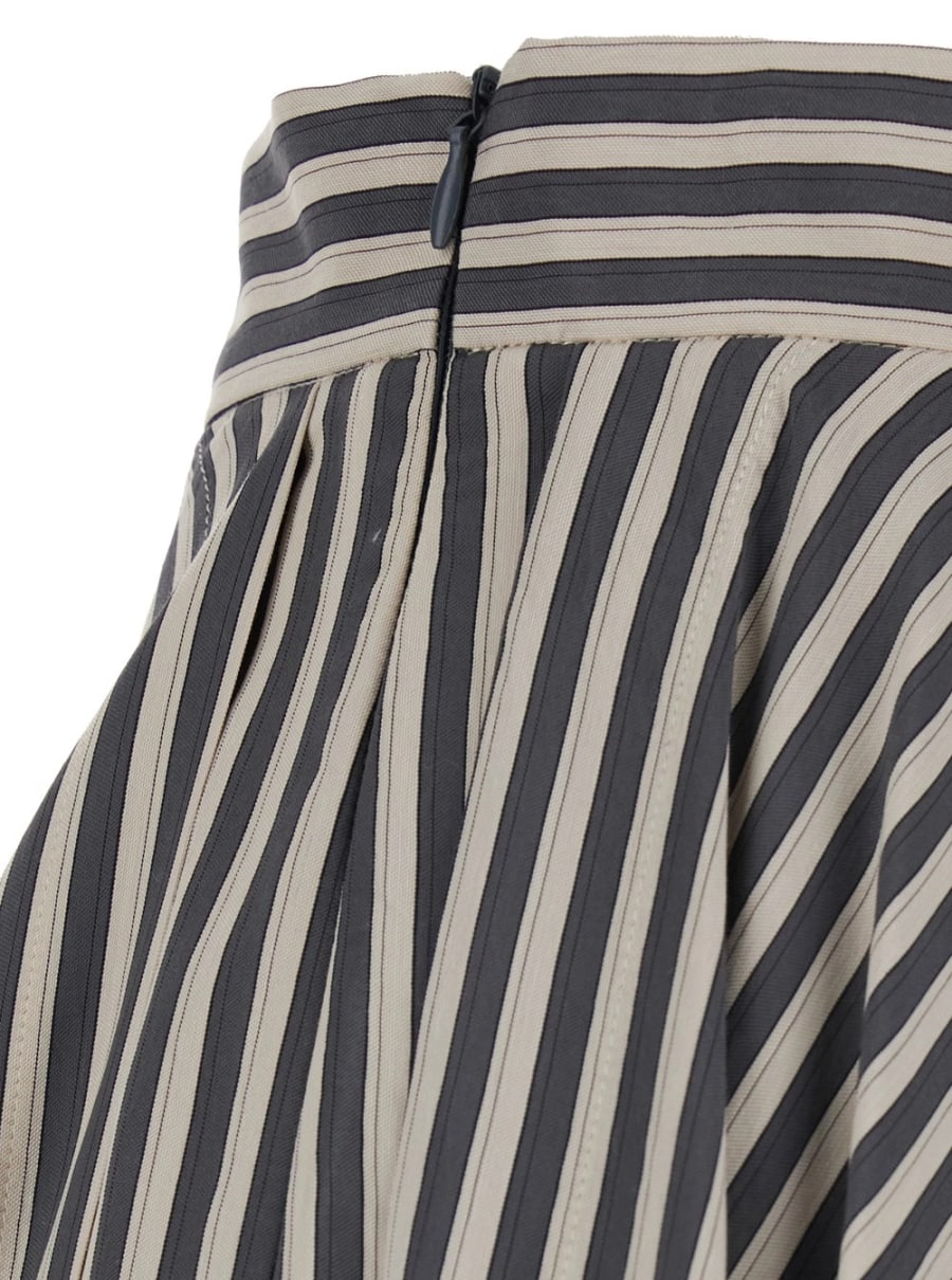 Tela Gonna "Asymmetrical" Grigia con Motivo a Righe in Viscosa Donna, view 3