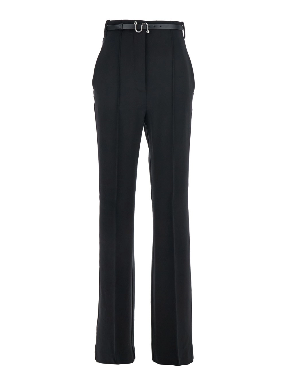 Sportmax Pantalone 'Texas' con Cintura con Fibbia Metallica in Tessuto Nero Donna
