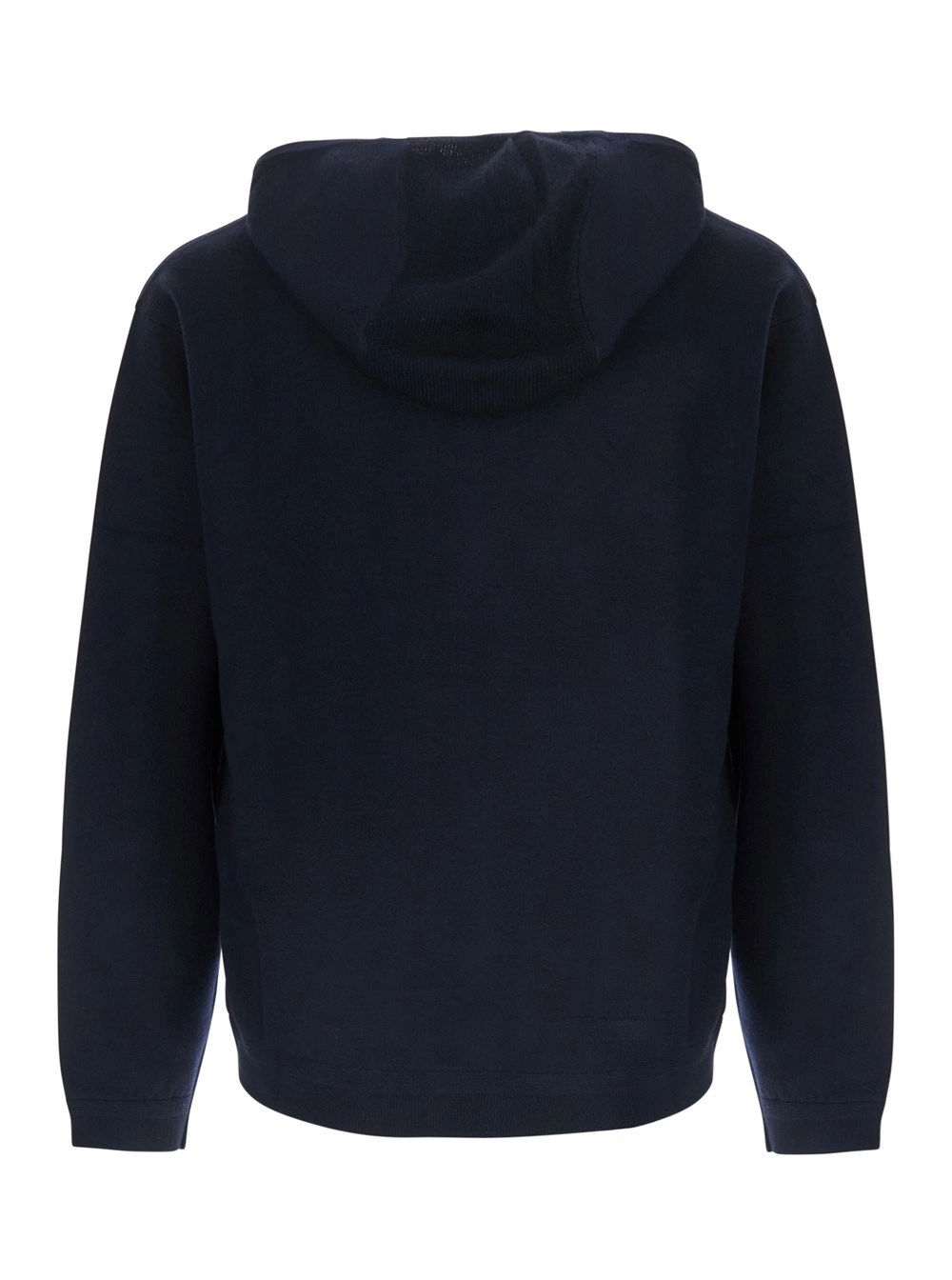 Emporio Armani Maglia con zip e patch logo sul fronte in lana nera uomo, view 2