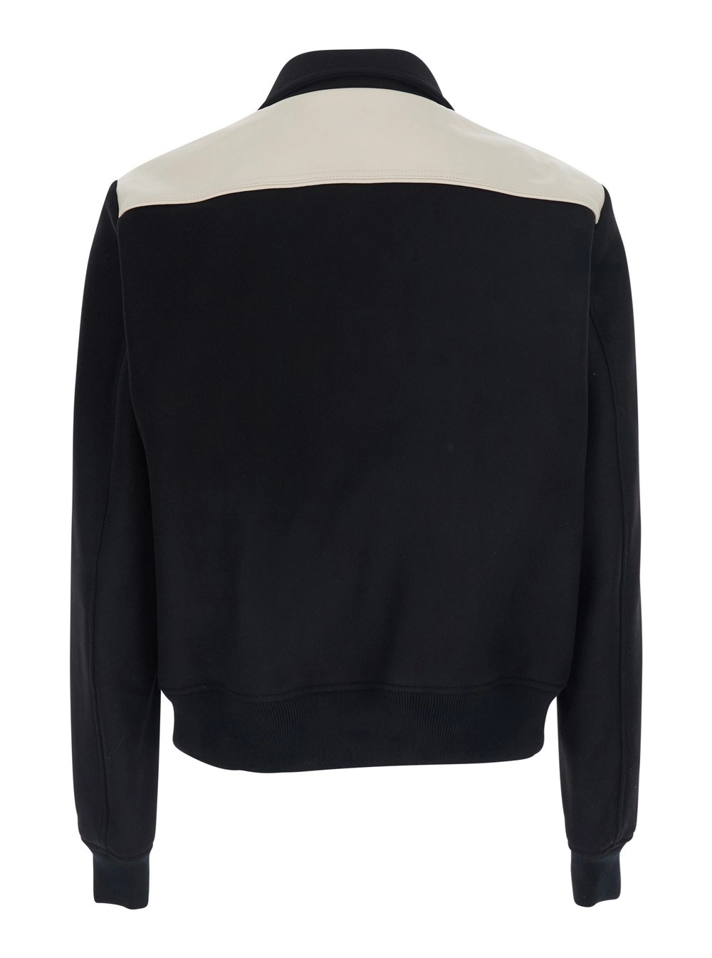 Amiri Giubbotto con colletto classico e patch logo sul fronte in misto lana nero uomo, view 2