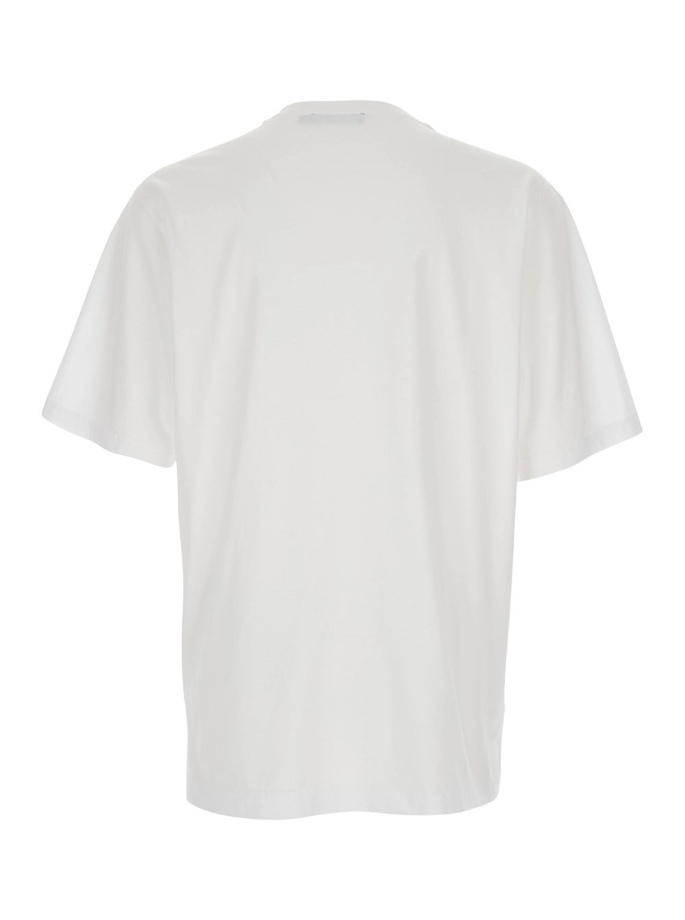 Dolce & Gabbana T-Shirt Girocollo con Ricamo Logo sul Fronte in Cotone Bianca Uomo, view 2