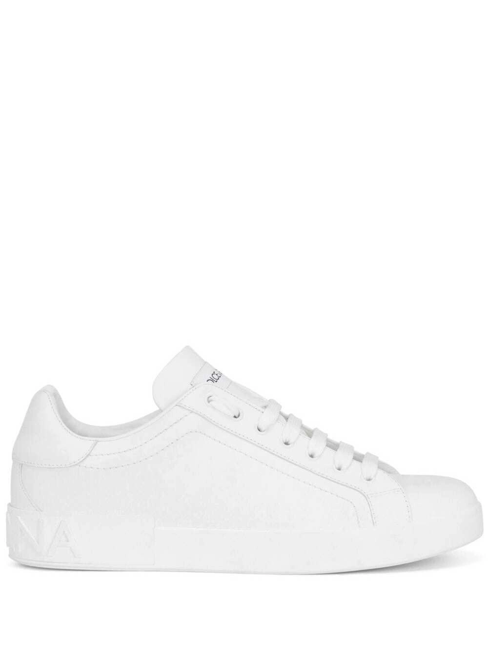 Dolce & Gabbana Sneaker Basse 'Portofino New' con Logo a Contrasto in Pelle Bianca Uomo
