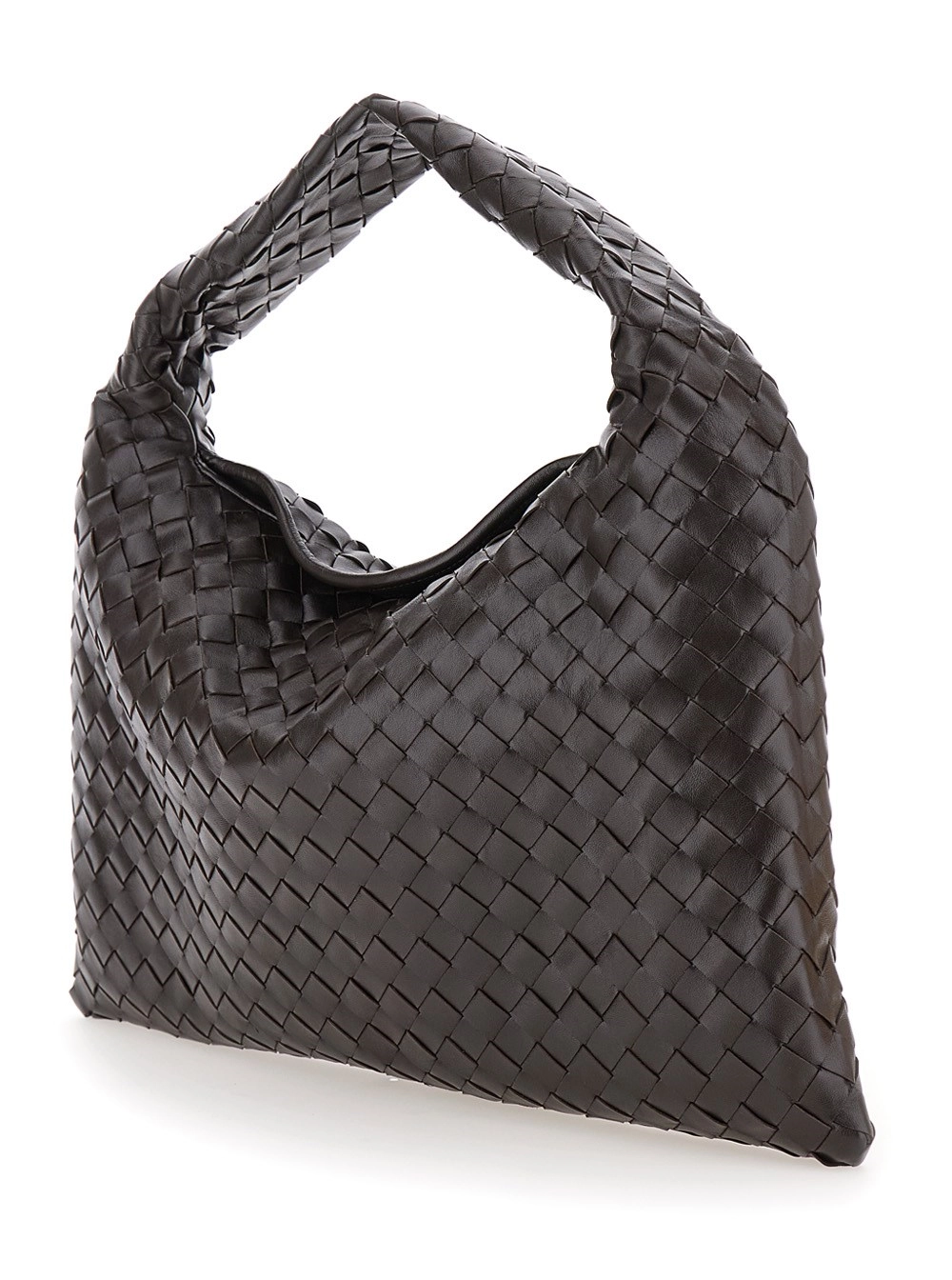 Bottega Veneta Borsa a Spalla 'Hop Piccola' con Motivo Intrecciato in Pelle Marrone Donna, view 2