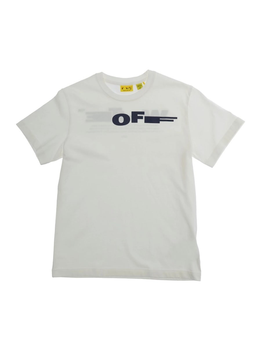 Off-White Kids Tshirt Bianca con logo sul fronte e stampa sul retro in Cotone Bambino