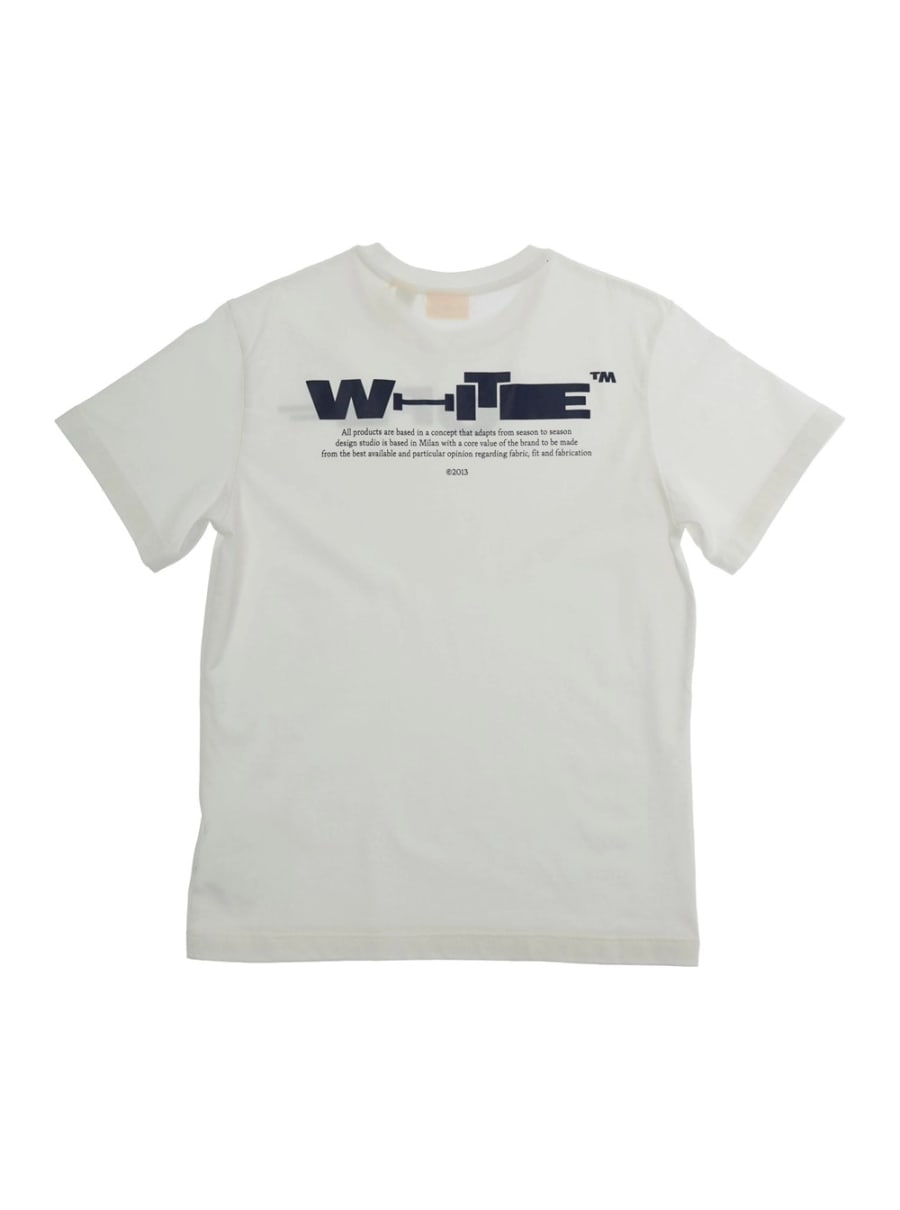 Off-White Kids Tshirt Bianca con logo sul fronte e stampa sul retro in Cotone Bambino, view 2