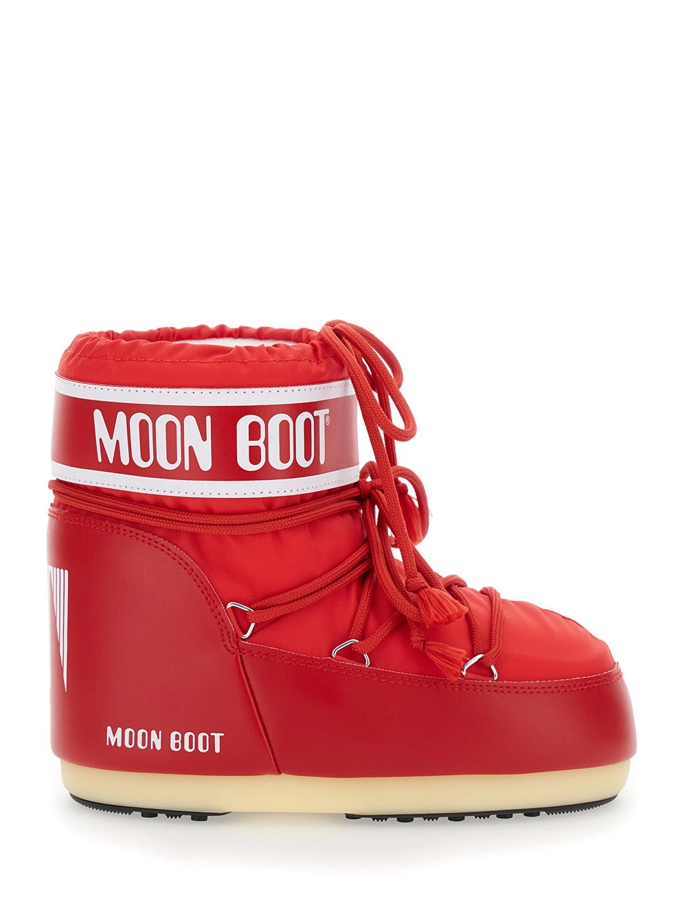 Moon boot Stivaletti da Neve con Maxi Stampa Logo in Tessuto Tecnico Rossi Donna