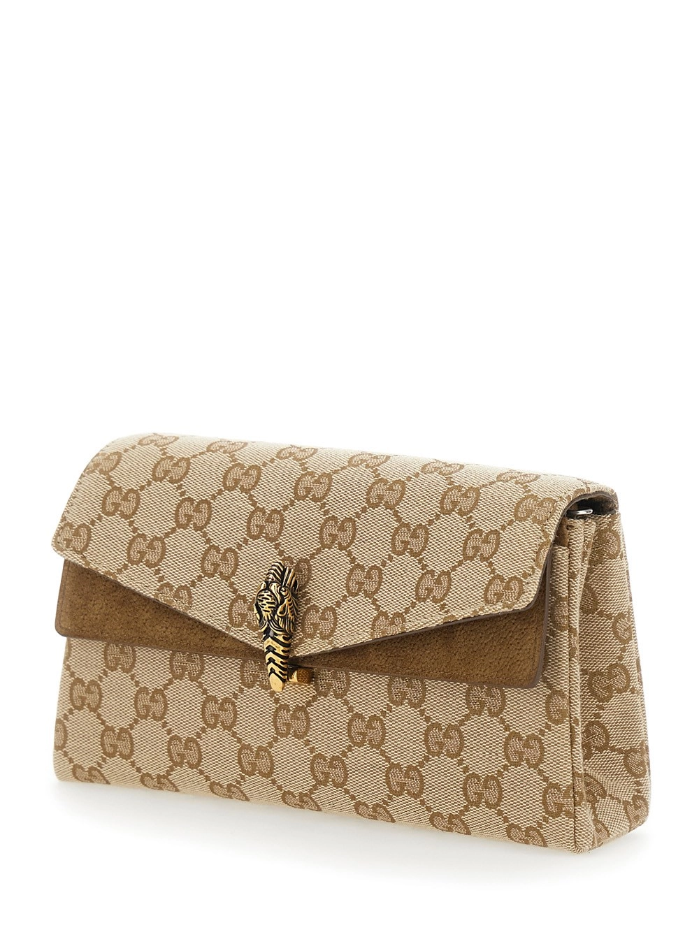 Gucci Borsa a Spalla 'Dyonisus' Piccola con Tracolla a Catena Removibile e Placca sul Fronte in Tela GG Supreme Beige Donna, view 2