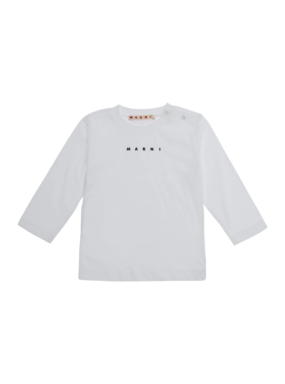 Marni kids T-shirt a maniche lunghe con logo sul fronte in cotone bianca bambino