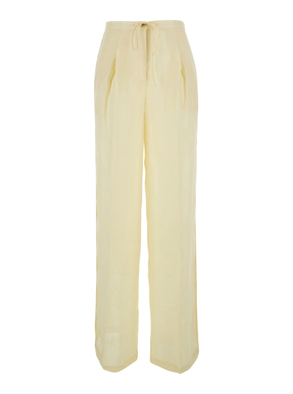 Semicouture Pantaloni con vita con coulisse in lino gialli donna