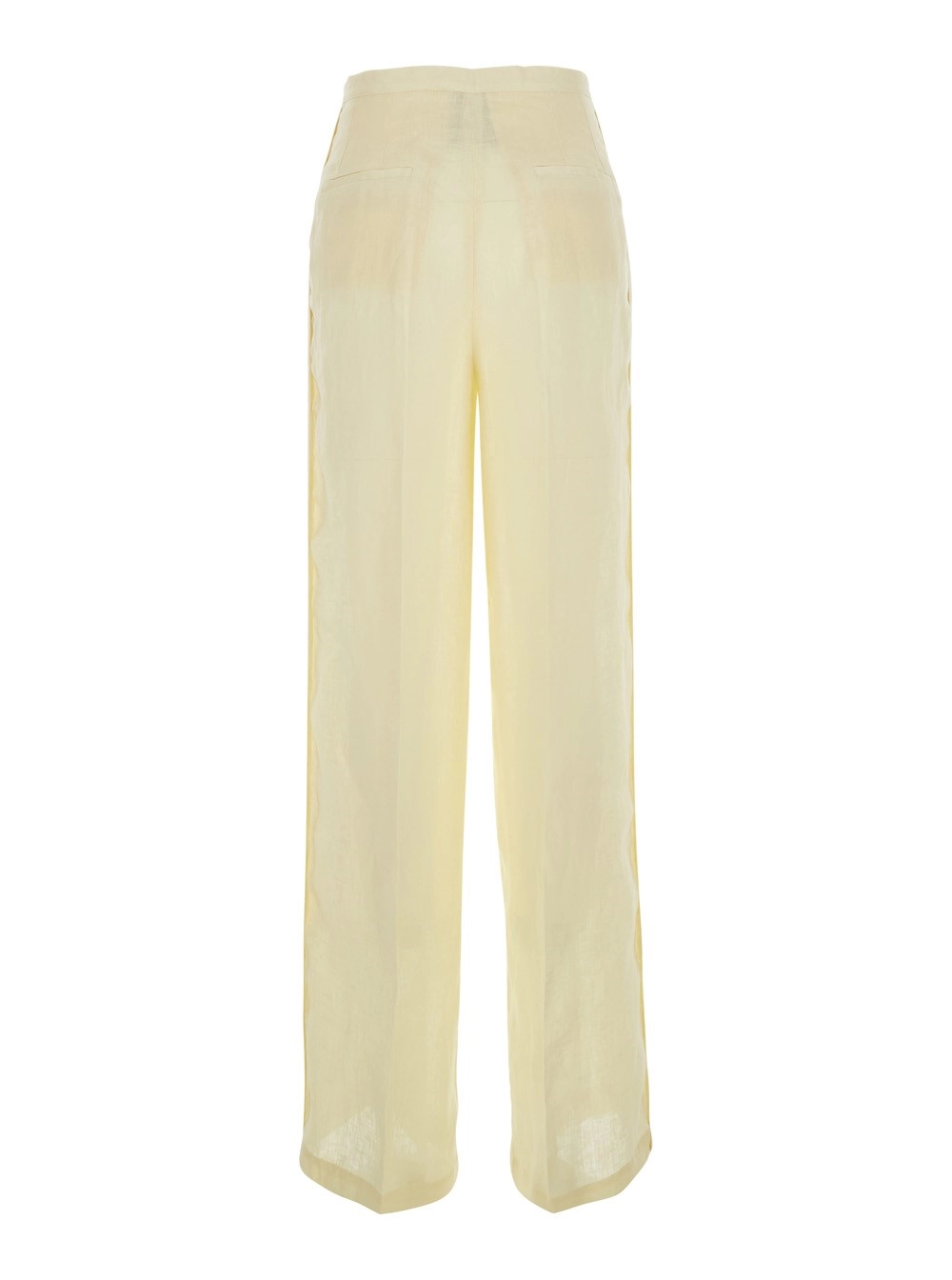 Semicouture Pantaloni con vita con coulisse in lino gialli donna, view 2