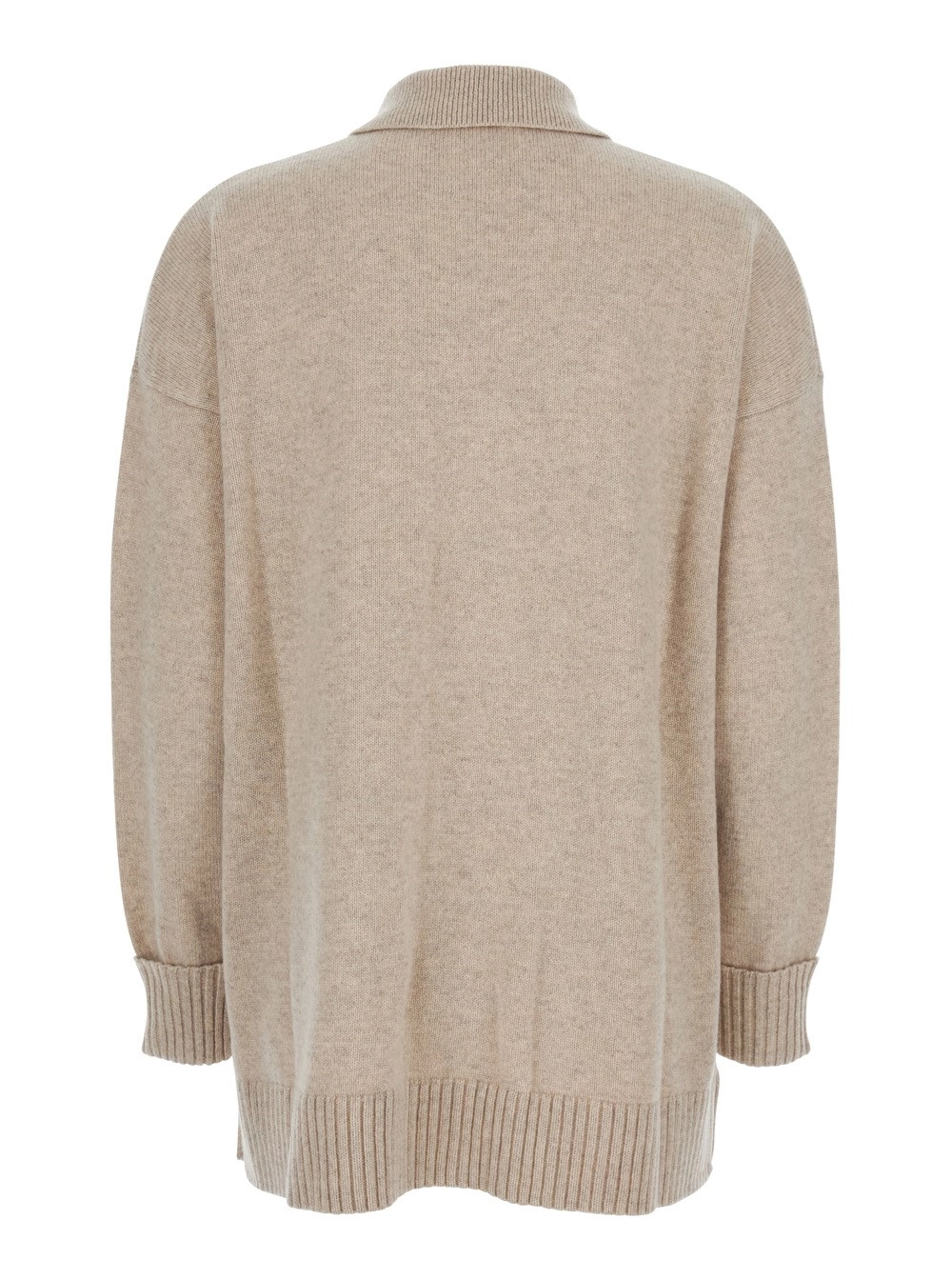 Max Mara Cardigan 'Bull' con Colletto Classico e Una Tasca Applicata sul Fronte in Cashmere Beige Donna, view 2