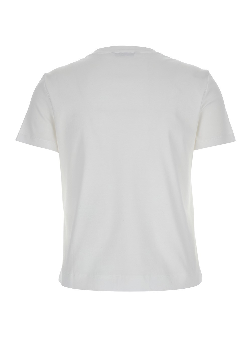 Max Mara T-Shirt 'Nerina' Girocollo con Logo Lettering Tono su Tono sul Fronte in Cotone Bianca Donna, view 2