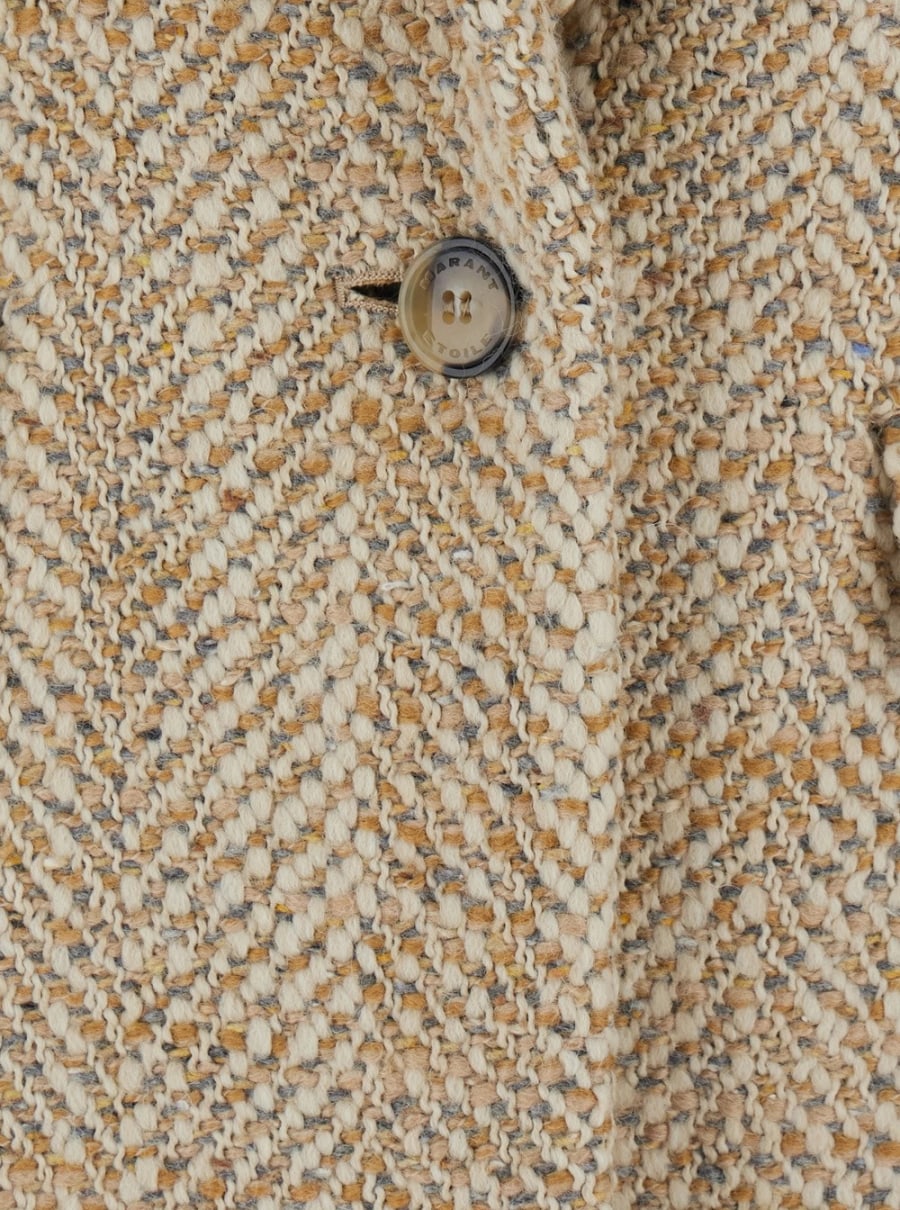 Marant etoile Giacca 'Parly' Monopetto con Revers Classici e Motivo Geometrico in Misto Lana Beige Donna, view 3