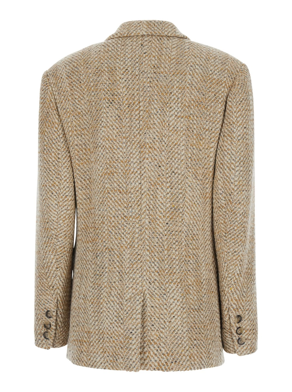 Marant etoile Giacca 'Parly' Monopetto con Revers Classici e Motivo Geometrico in Misto Lana Beige Donna, view 2
