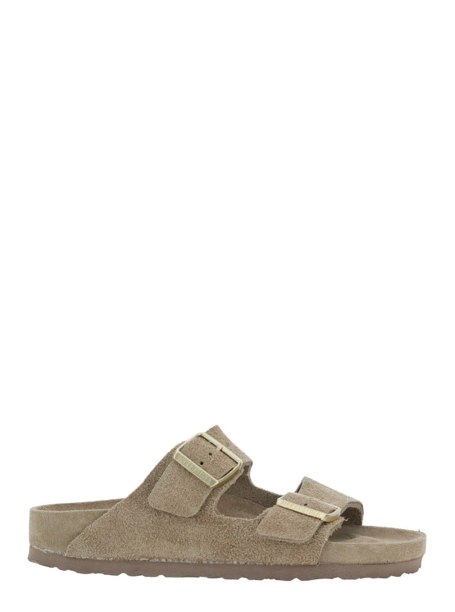 Birkenstock Sandali 'Arizona' con Punta Arrotondata e Chiusura con Fibbie in Pelle Scamosciata Beige Donna