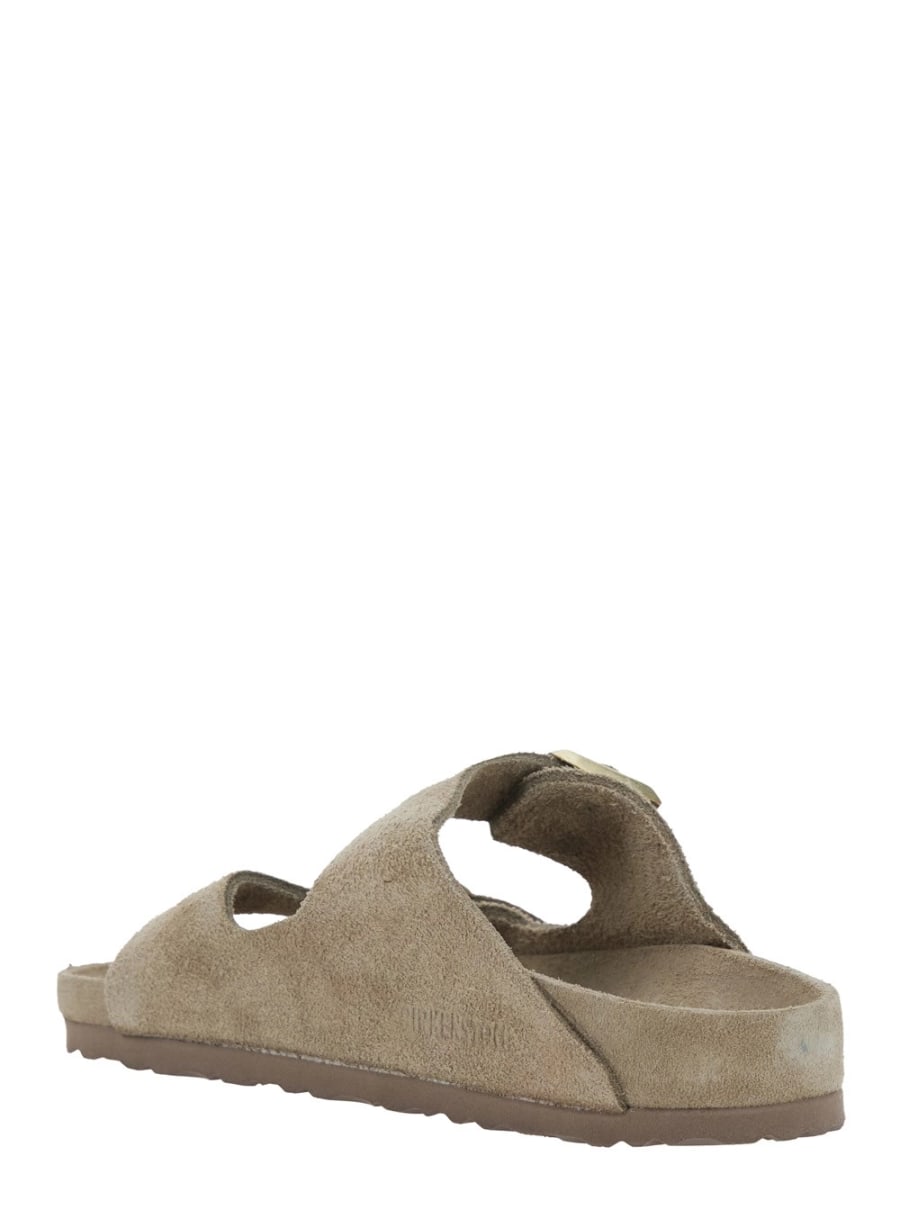 Birkenstock Sandali 'Arizona' con Punta Arrotondata e Chiusura con Fibbie in Pelle Scamosciata Beige Donna, view 3