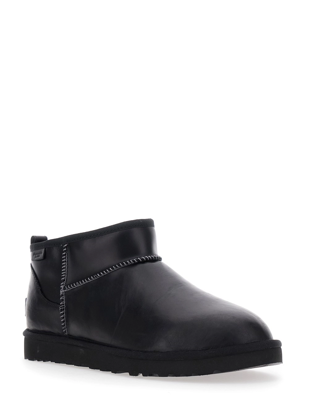 UGG Stivaletti 'Ultra Mini' con Patch Logo sul Retro in Pelle Neri Uomo, view 2