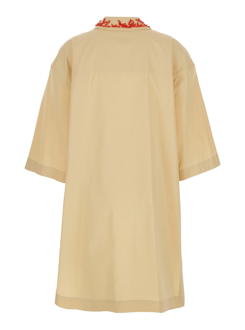 Fendi Abito con Colletto Aperto Stile Polo e Ricamo sul Colletto in Cotone Beige Donna, view 2