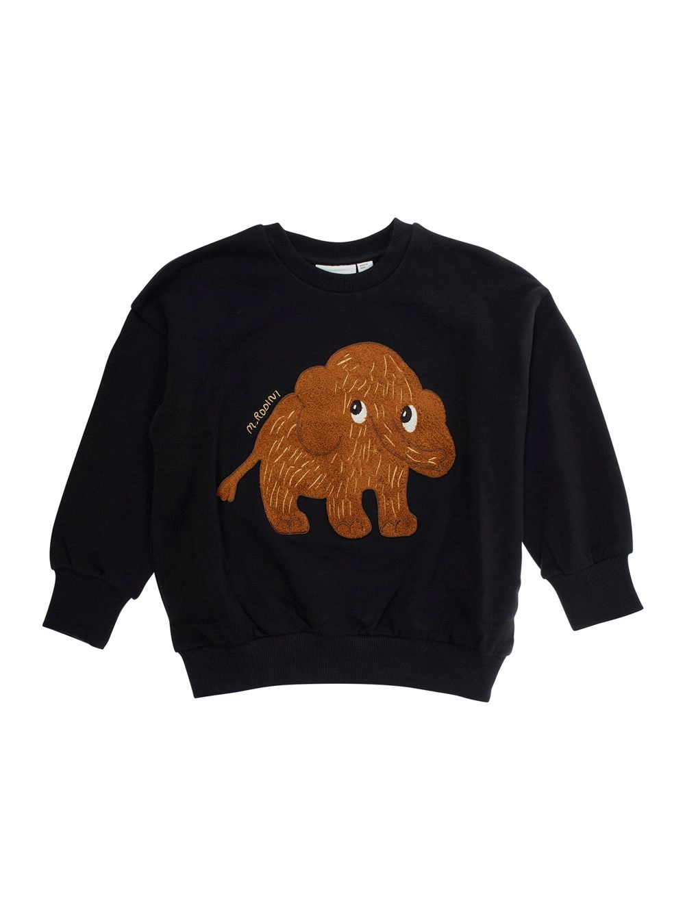 Mini rodini kids Felpa Girocollo con Maxi Logo sul Fronte in Cotone Nera Bambino