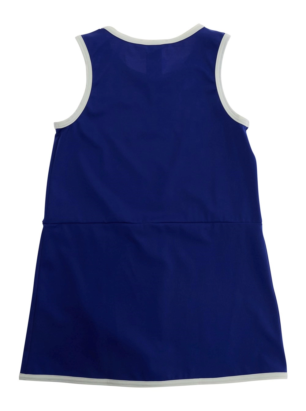 Marni kids Abito copri costume smanicato con logo lettering sul fronte in tessuto tecnico stretch blu bambina, view 2