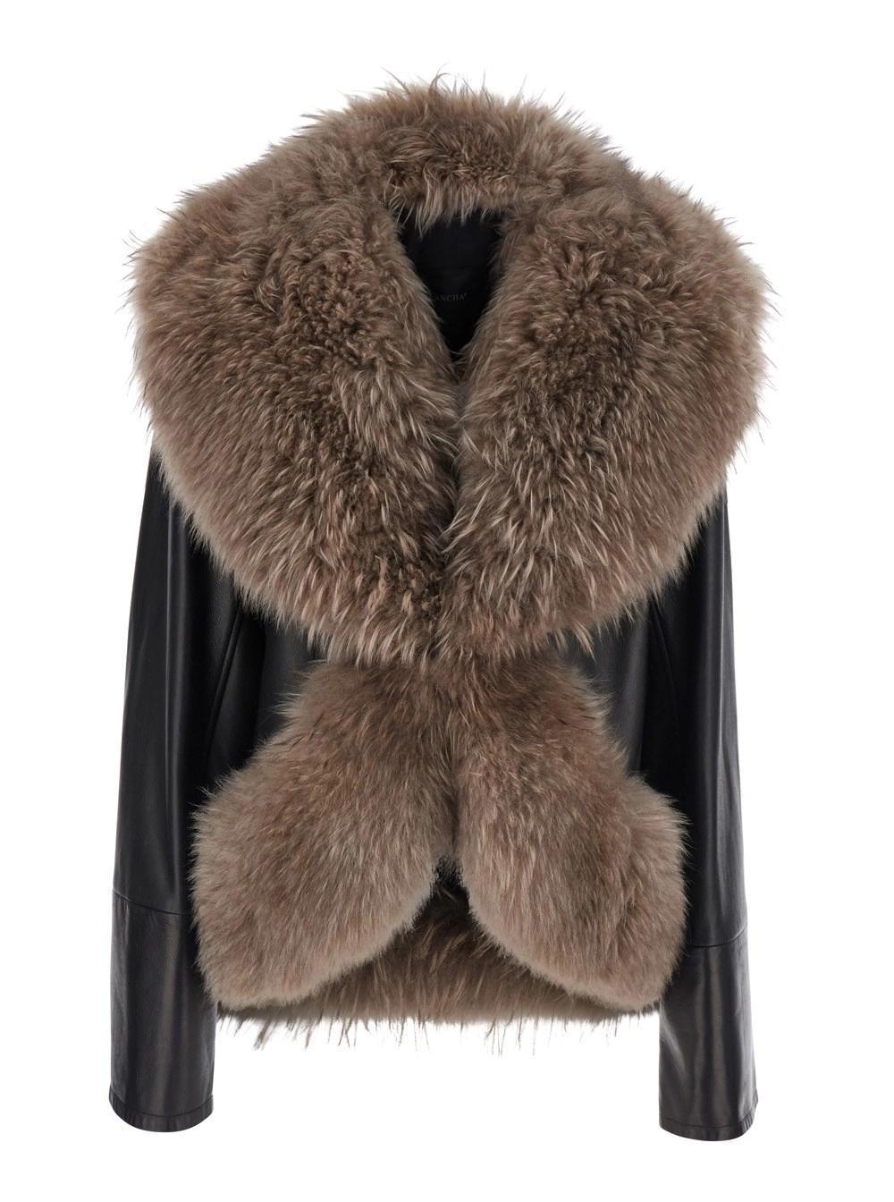 Blancha Giubbotto con design con pelliccia in Pelle Nero donna