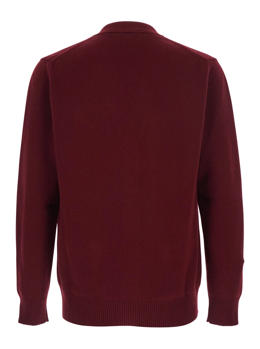 Gucci Cardigan con Scollo a V e Ricamo GG sul Fronte in Cashmere Bordeaux Uomo, view 2