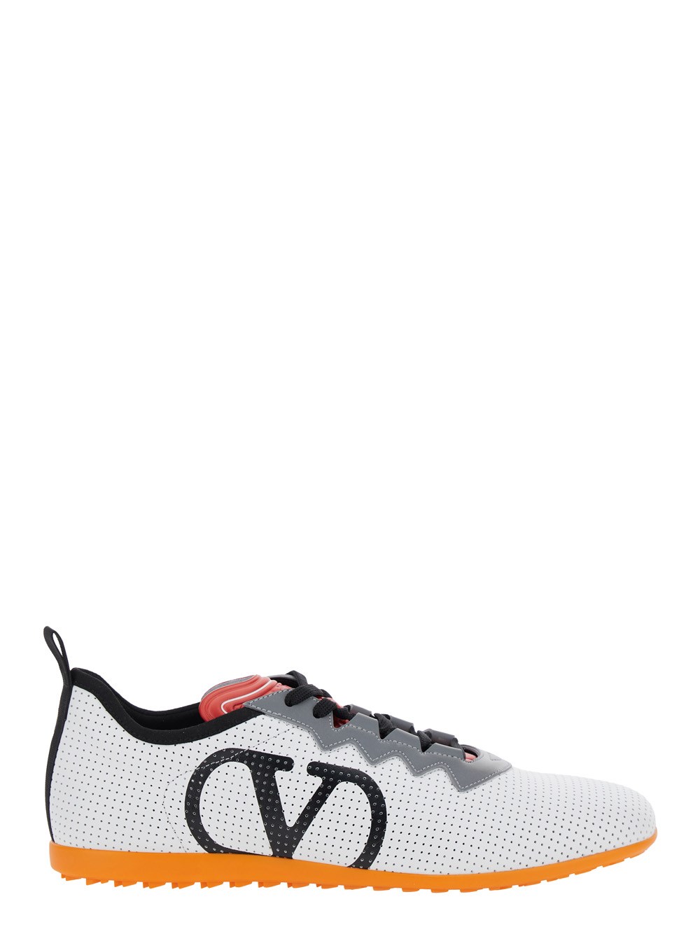 Valentino Garavani Sneaker Low Top con Punta Asimmetrica e Dettaglio VLogo sul Lato in Tessuto Tecnico Bianca Uomo