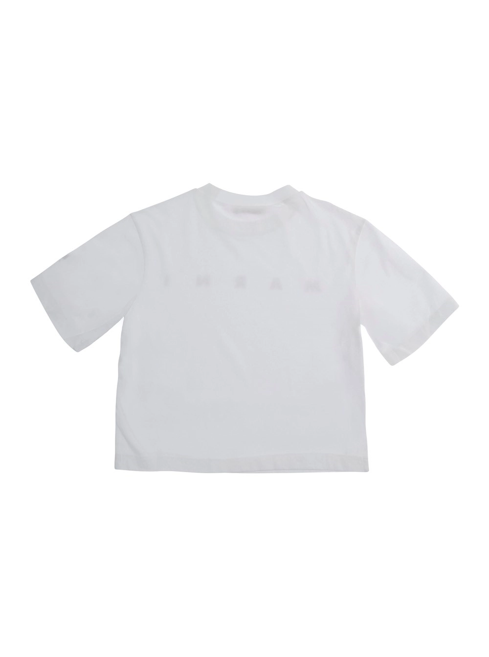 Marni kids T-Shirt Girocollo con Logo Lettering sul Fronte in Cotone Bianca Bambina, view 2