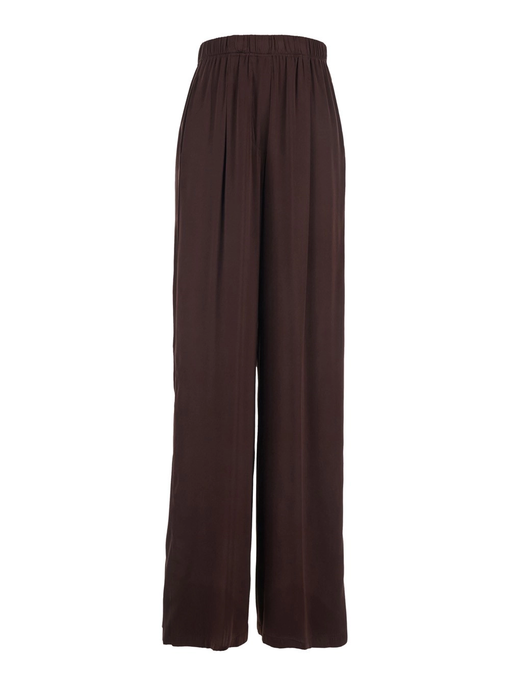 Jucca Pantaloni in Seta con Vita Elasticizzata e Tasche a Filetto Laterali Marroni Donna