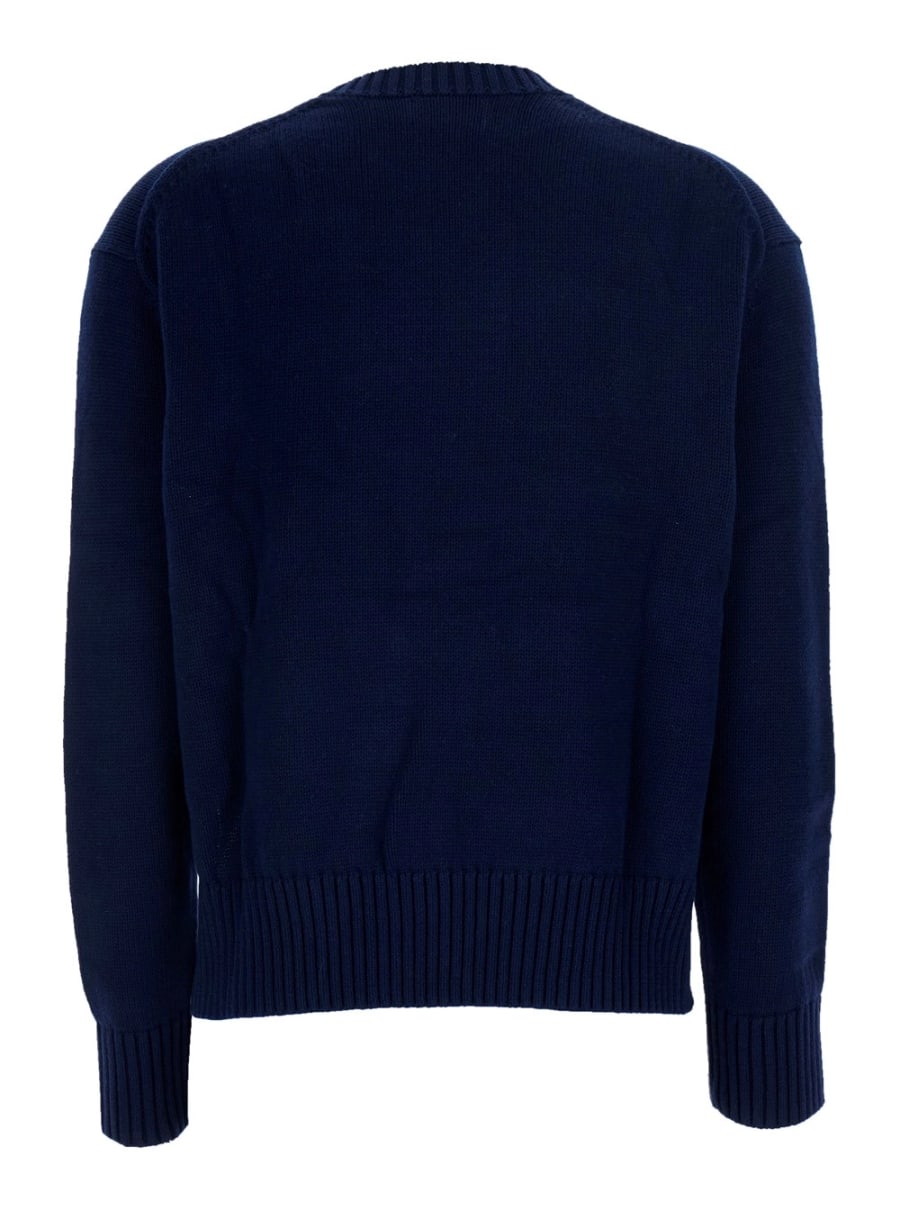 Polo Ralph Lauren CN PO-LONG SLEEVE-PULLOVER Blu Maglia con Collo Rotondo e Maniche Lunghe in Cotone Uomo, view 2