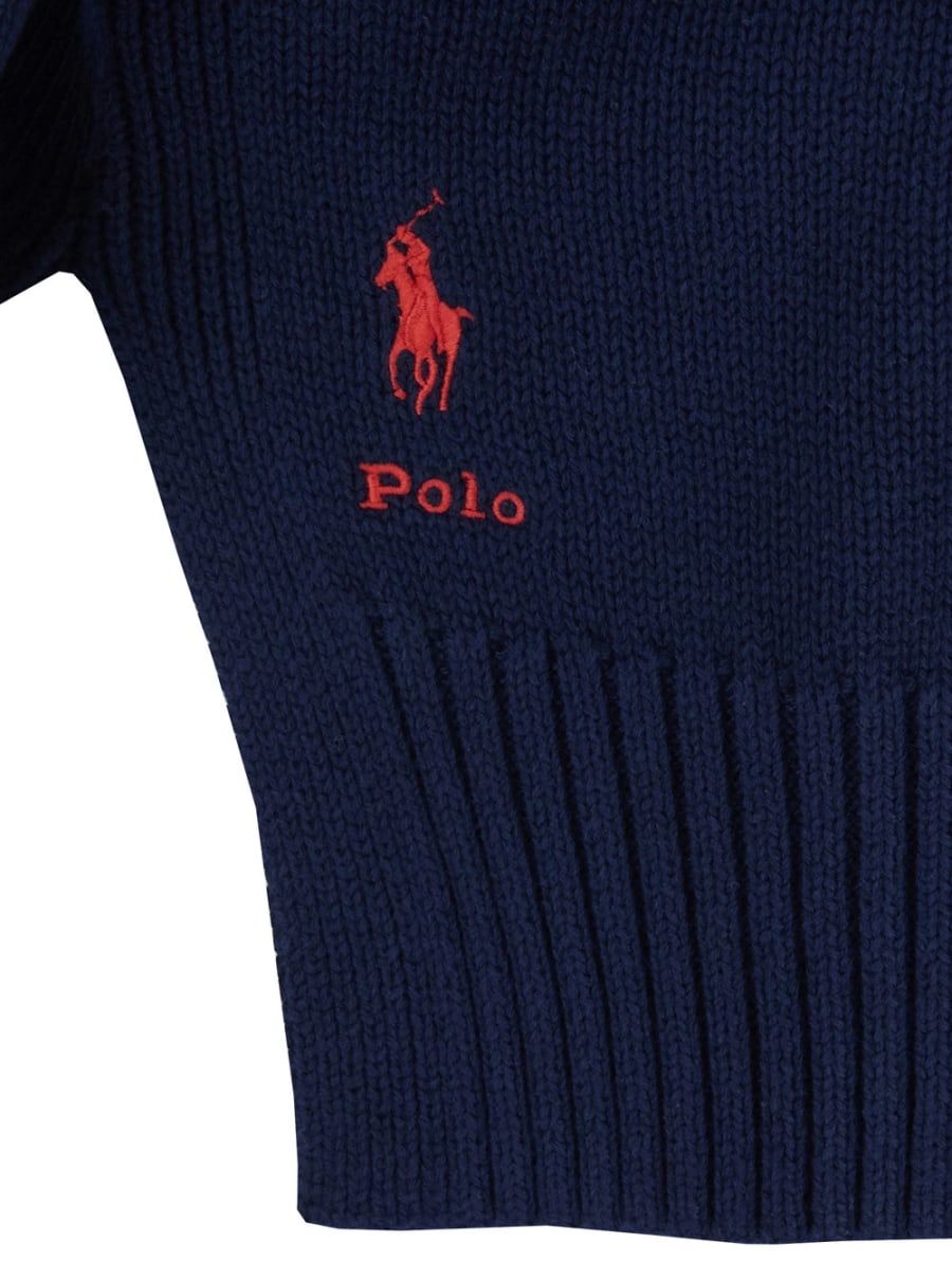Polo Ralph Lauren CN PO-LONG SLEEVE-PULLOVER Blu Maglia con Collo Rotondo e Maniche Lunghe in Cotone Uomo, view 3