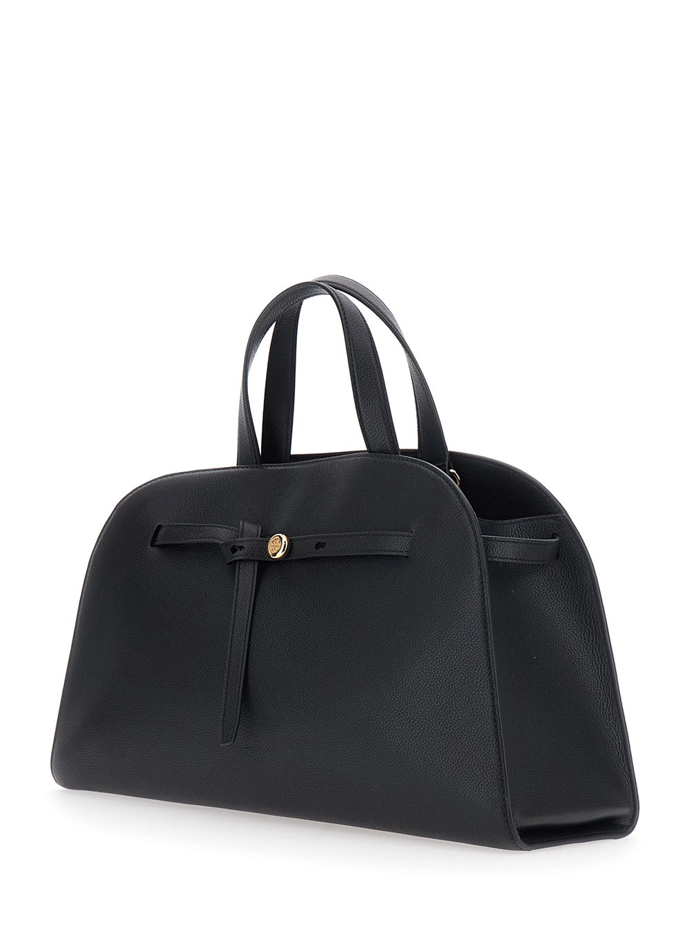 Tory Burch Borsa a Mano 'Romy' con tracolla regolabile e removibile e placca logo sul fronte in pelle nera donna, view 2