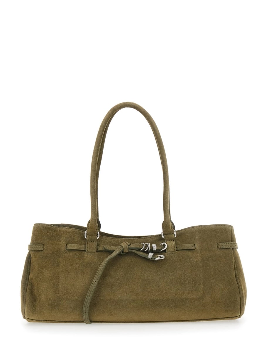 Margesherwood Borsa a spalla 'Grandma Used' con cinturino regolabile sul fronte in suede verde donna