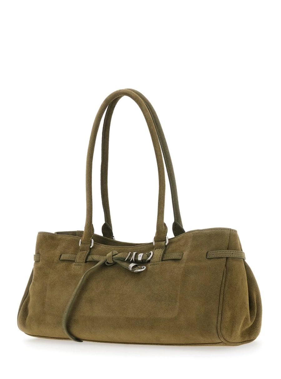 Margesherwood Borsa a spalla 'Grandma Used' con cinturino regolabile sul fronte in suede verde donna, view 2