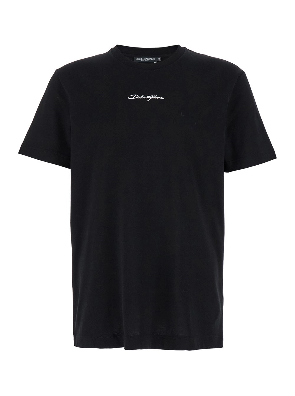 Dolce & Gabbana T-Shirt con Stampa Logo Signature in Cotone Nera Uomo