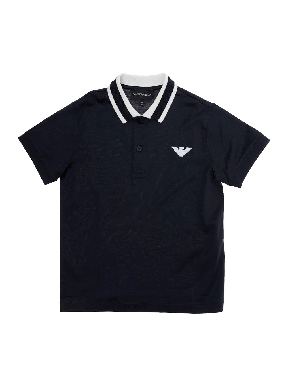 Emporio armani kids Polo Blu con Colletto Classico a Contrasto e Logo sul Fronte in Cotone Bambino