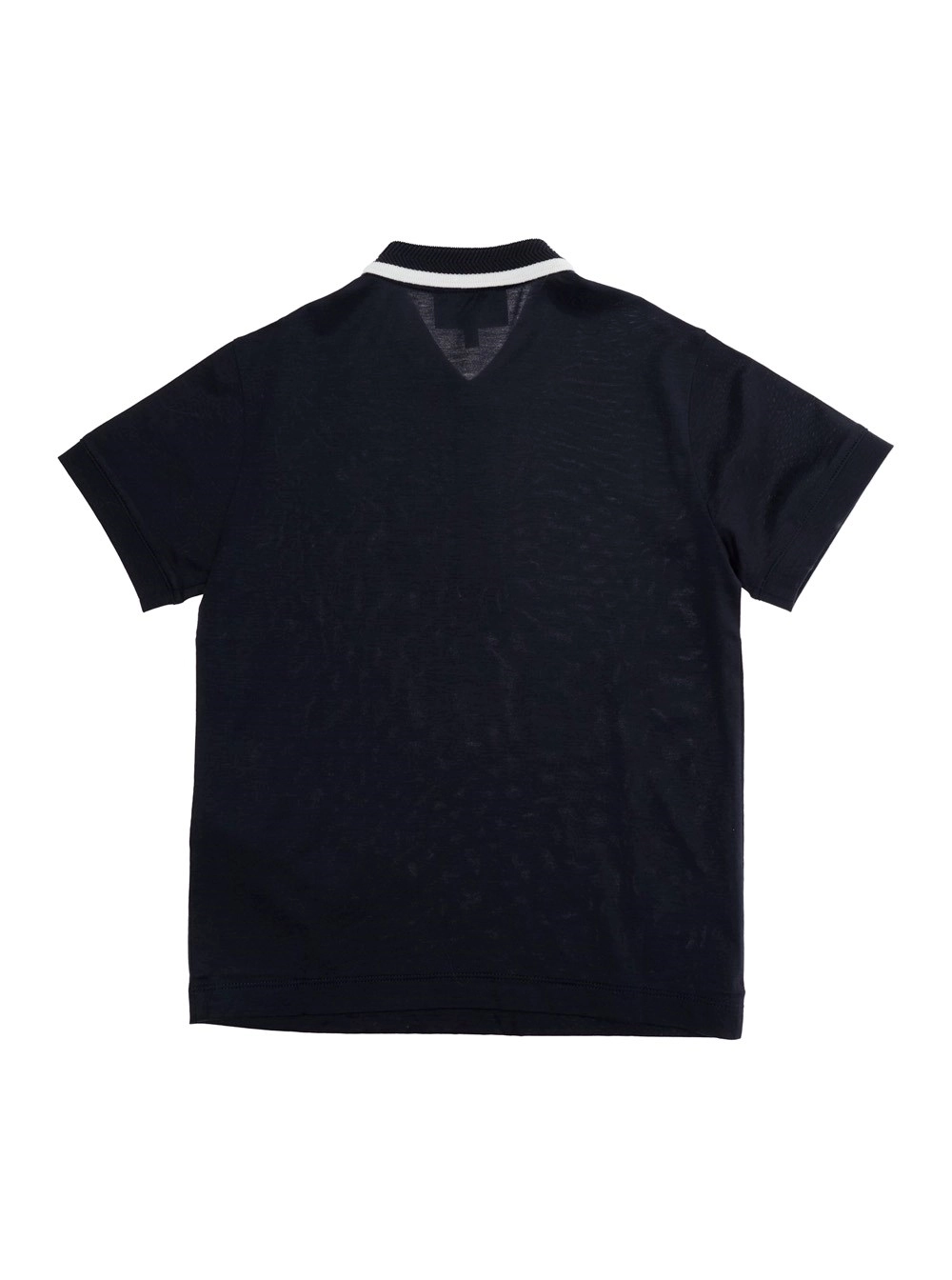 Emporio armani kids Polo Blu con Colletto Classico a Contrasto e Logo sul Fronte in Cotone Bambino, view 2