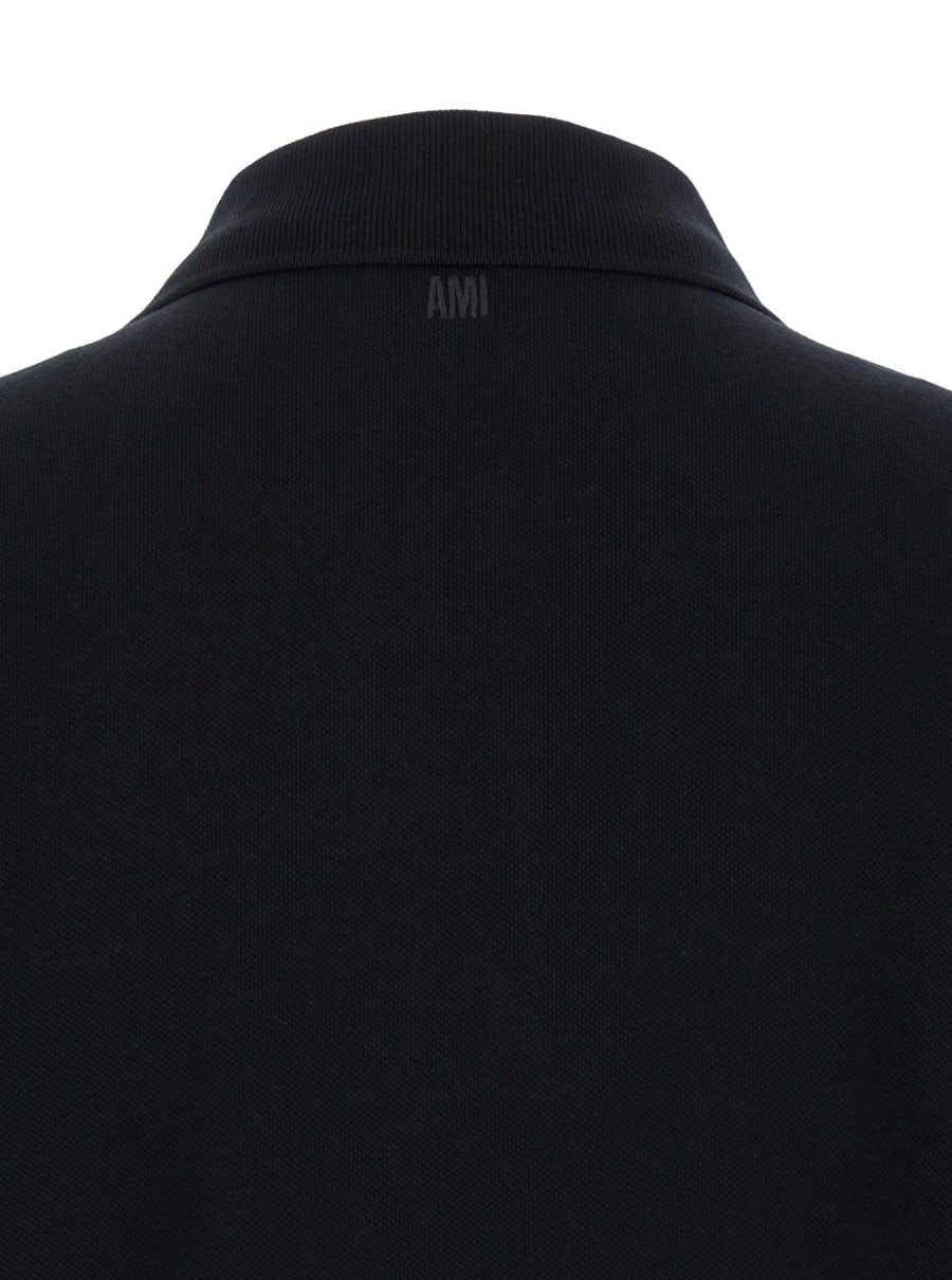 AMI Paris Polo con Logo ADC Ricamato sul Fronte in Cotone Nero Uomo, view 4