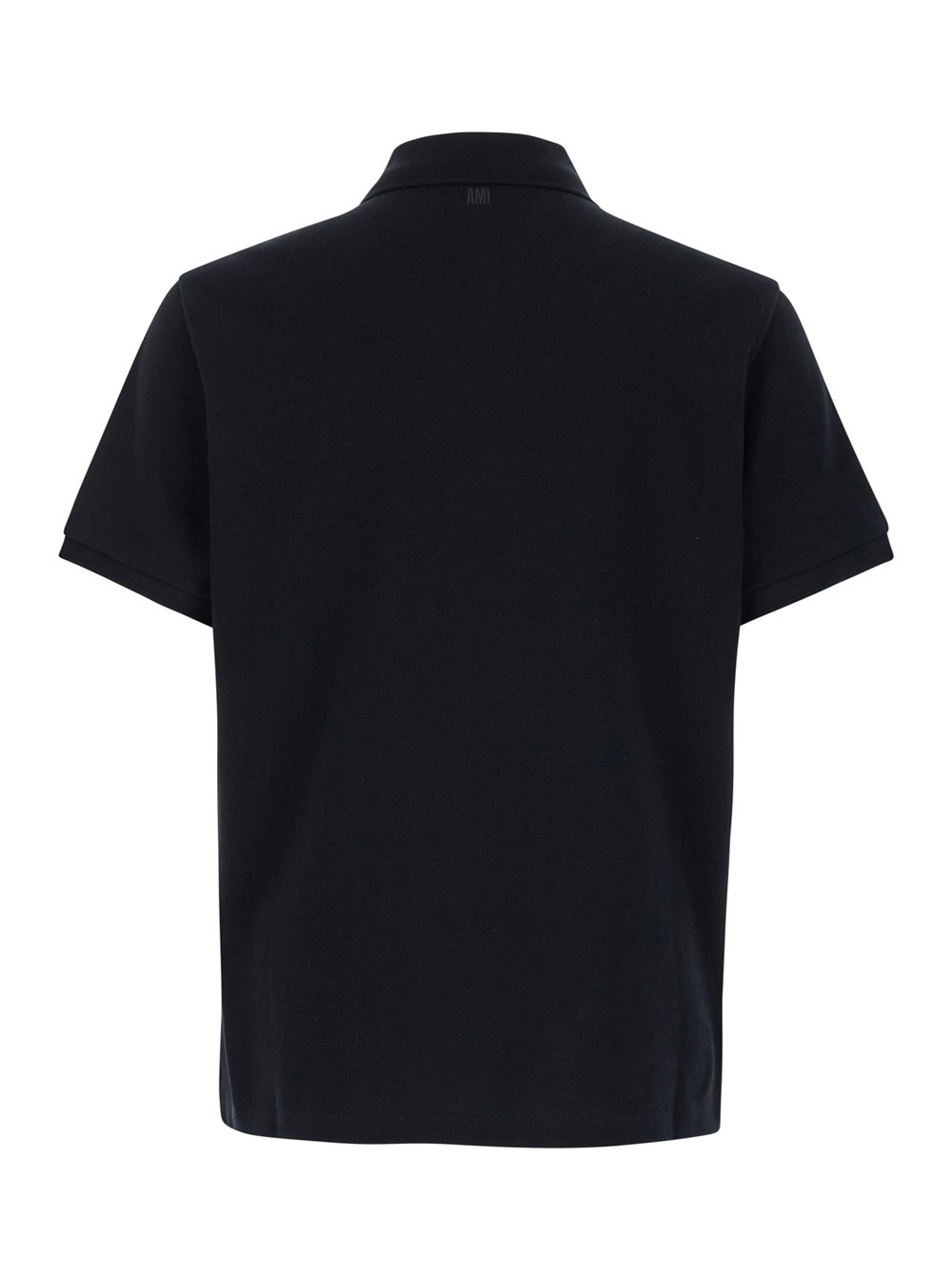 AMI Paris Polo con Logo ADC Ricamato sul Fronte in Cotone Nero Uomo, view 2