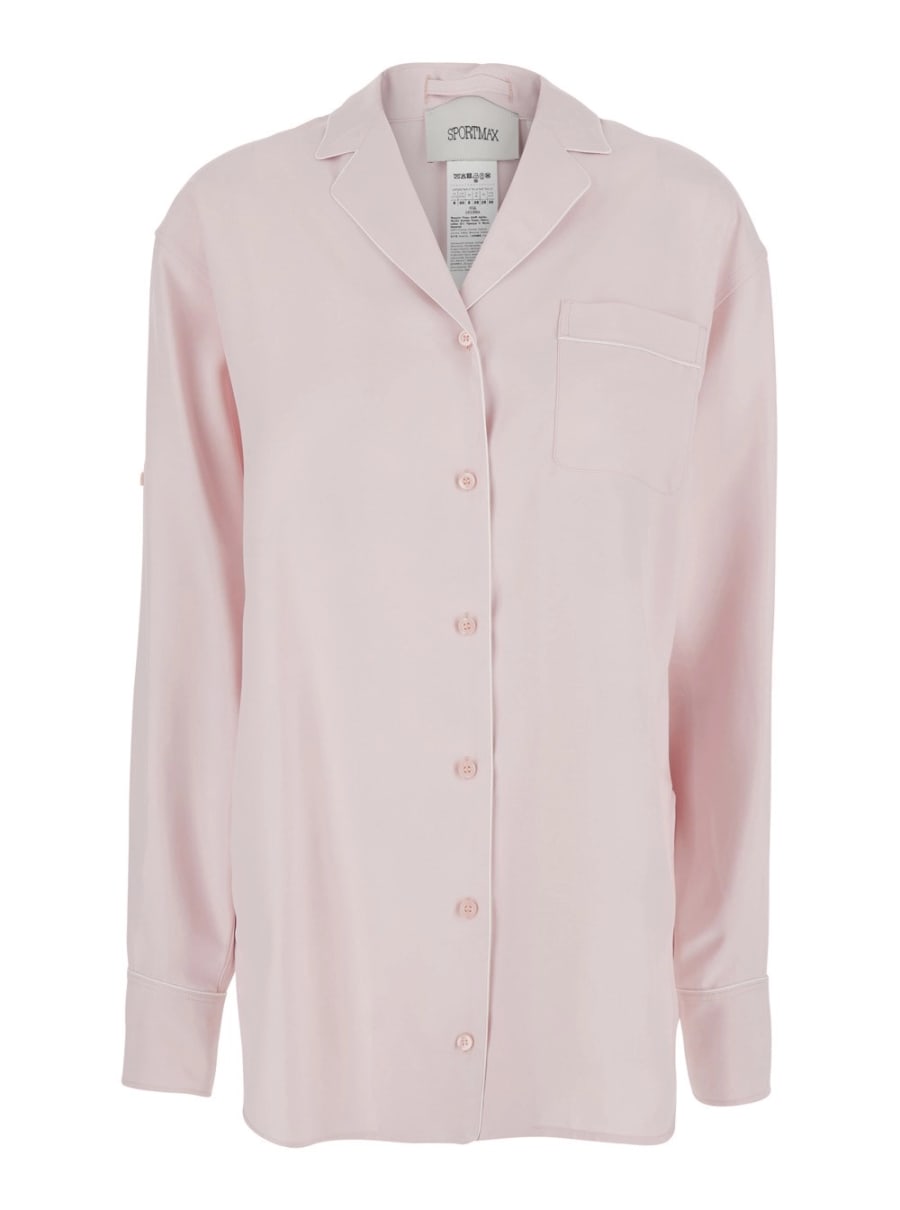 Sportmax Camicia Oversize 'Cocco' con Colletto a Revers e Tasca Applicata sul Fronte in Viscosa Rosa Donna